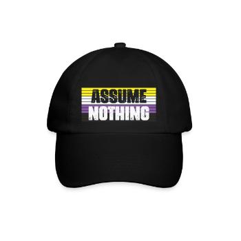 LBGT Flag Gay Pride Human Assume Nothing - Baseballkappe - Schwarz/Schwarz - Vorne