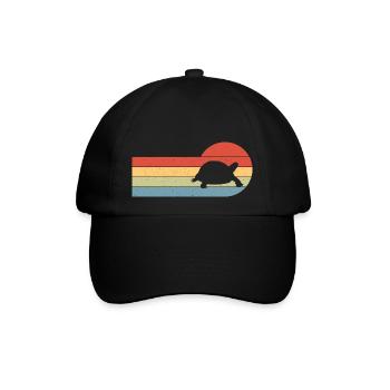 Sunset Retro Reptile Turtle Tortoise Fan - Baseballkappe - Schwarz/Schwarz - Vorne