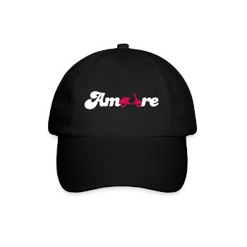 Amore Liebe Love Italien Fan Roller Schreibschrift - Baseballkappe - Schwarz/Schwarz - Vorne