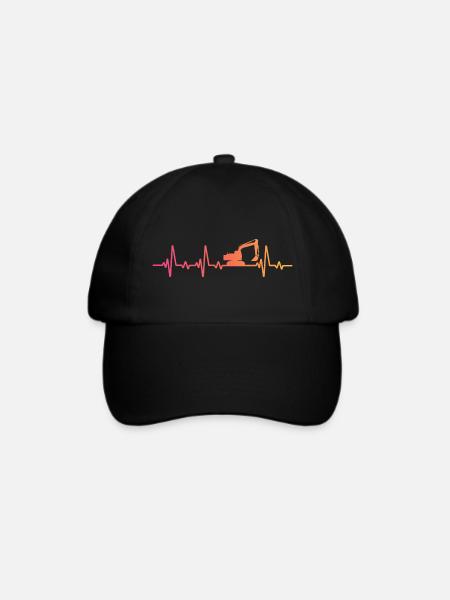 Sunset Heartbeat Baubagger - Baseballkappe - Schwarz/Schwarz