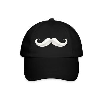 Weißer Schnurrbart Print - Baseballkappe - Schwarz/Schwarz - Vorne