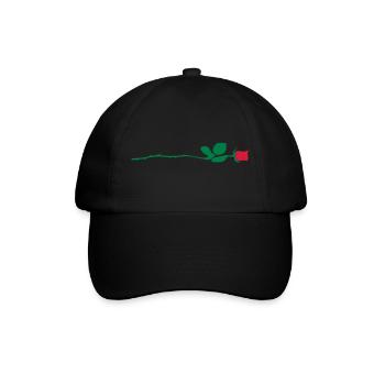 Rote Rose - Baseballkappe - Schwarz/Schwarz - Vorne