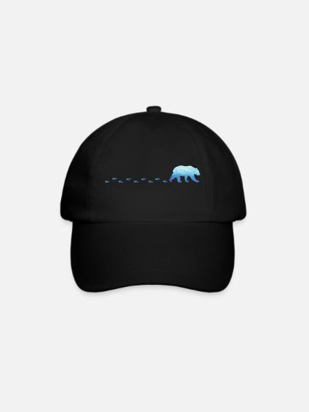 Laufender Eisbär - Baseballkappe - Schwarz/Schwarz