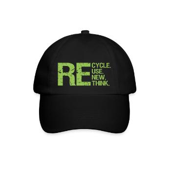 ReCycle ReUse ReNew ReThink - Baseballkappe - Schwarz/Schwarz - Vorne