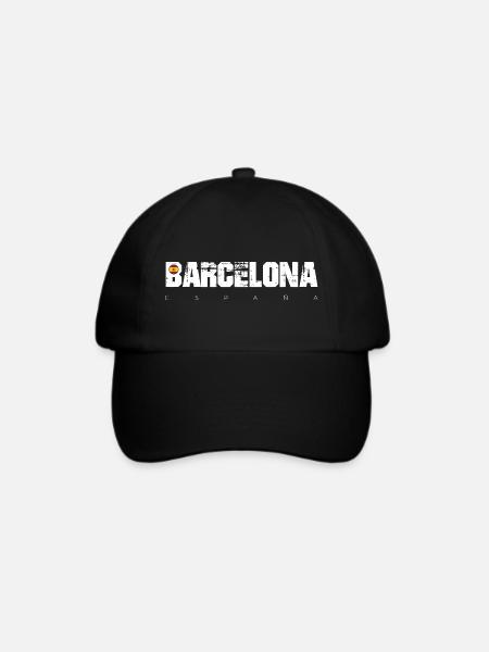 Barcelona Bold Distressed Typ - Baseballkappe - Schwarz/Schwarz