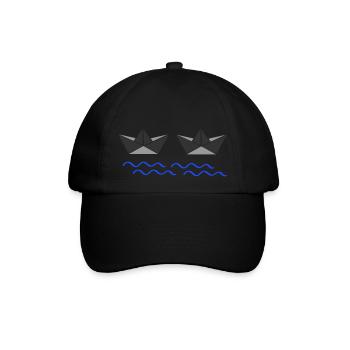 papierboote 02 - Baseballkappe - Schwarz/Schwarz - Vorne