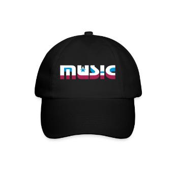 3D Musik Schriftzug mit Sternen - Baseballkappe - Schwarz/Schwarz - Vorne