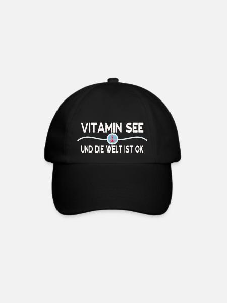 Vitamin See und die Welt ist OK! Meer Sprüche - Baseballkappe - Schwarz/Schwarz