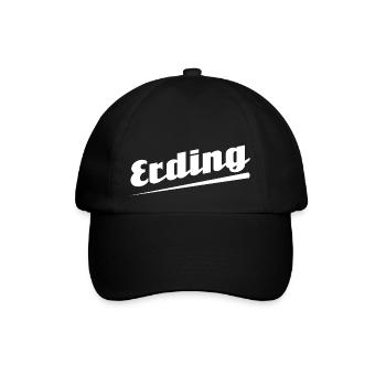 Erding - Textdesign mit Stadtnamen - Baseballkappe - Schwarz/Schwarz - Vorne