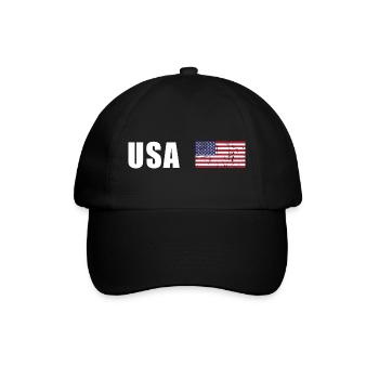 usa flagge vintage - Baseballkappe - Schwarz/Schwarz - Vorne