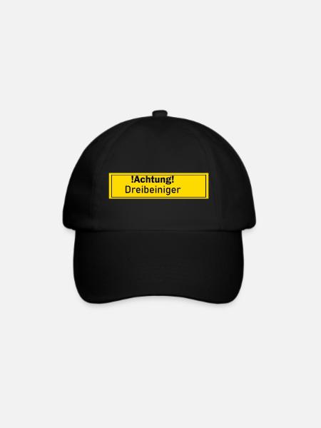 Dreibeiniger Achtungsschild Geschenk Geschenkidee - Baseballkappe - Schwarz/Schwarz