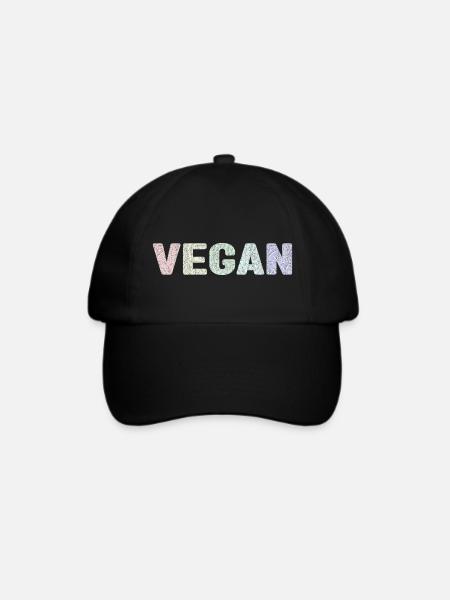 Vegan - botanisches Muster - Pastellkreide - Baseballkappe - Schwarz/Schwarz