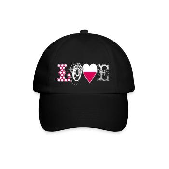 Love Polen weiß - Baseballkappe - Schwarz/Schwarz - Vorne