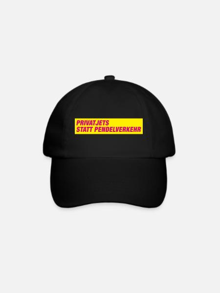 Privatjets statt Pendelverkehr - Baseballkappe - Schwarz/Schwarz