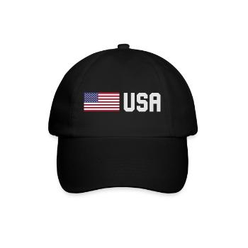 TEAM USA amerikanische Flagge Fahne vor Schrift - Baseballkappe - Schwarz/Schwarz - Vorne