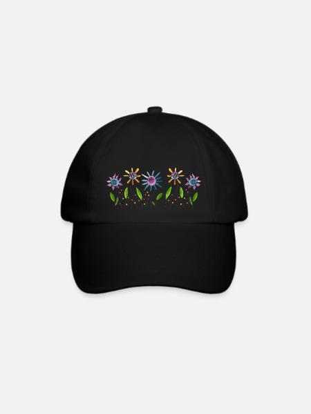 Blumen - Baseballkappe - Schwarz/Schwarz