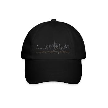 Frankfurt Skyline | Mainhattan Lineart - Baseballkappe - Schwarz/Schwarz - Vorne