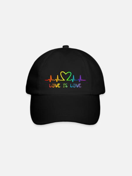 LGBT Love Regenbogen Herzschlag - Baseballkappe - Schwarz/Schwarz