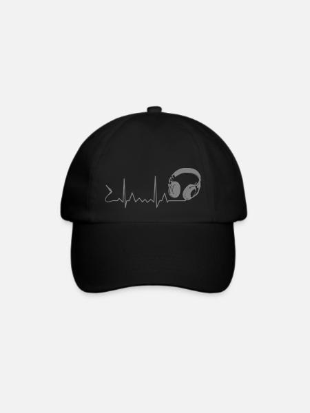 Kopfhörer Herzschlag Puls Beat EKG Musik - Baseballkappe - Schwarz/Schwarz
