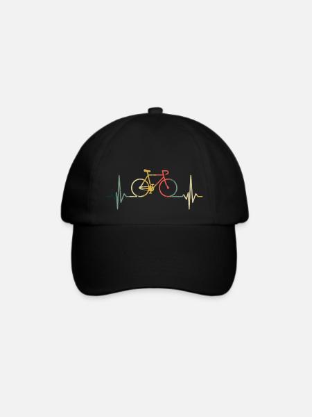 Fahrrad Herzschlag Radsport Radfahren Rennrad - Baseballkappe - Schwarz/Schwarz