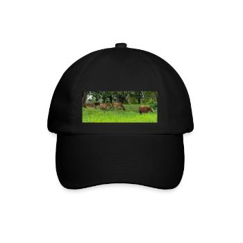 Pferde auf der Wiese - Baseballkappe - Schwarz/Schwarz - Vorne