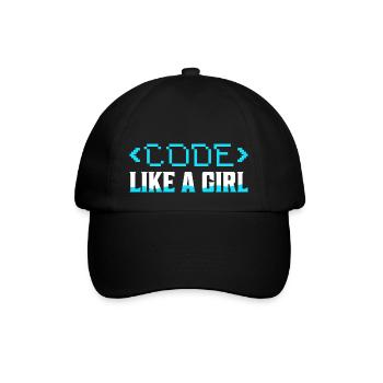 Code Like A Girl Coding Programmer - Baseballkappe - Schwarz/Schwarz - Vorne