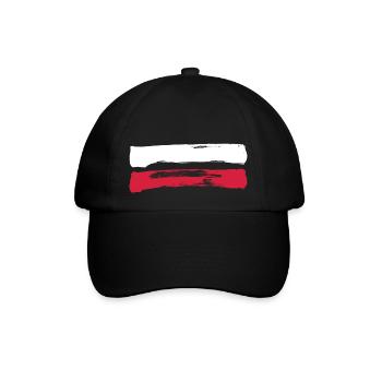 Polen Streifen - Polnische Flagge - Baseballkappe - Schwarz/Schwarz - Vorne