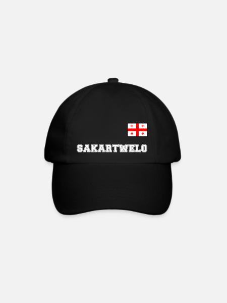 Georgien Trikot Look – SAKARTWELO mit Fahne Flagge - Baseballkappe - Schwarz/Schwarz