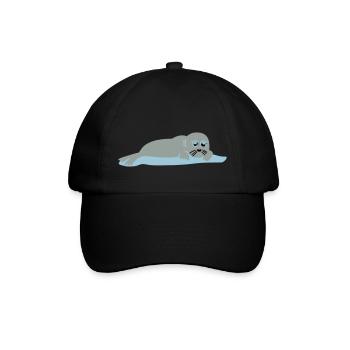seehund 2 - Baseballkappe - Schwarz/Schwarz - Vorne