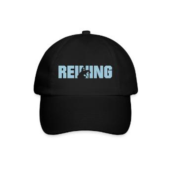 REINING! Schriftzug mit Westernreiter - Baseballkappe - Schwarz/Schwarz - Vorne