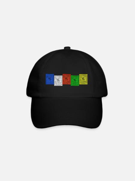Nepal,Gebetsfahnen - Baseballkappe - Schwarz/Schwarz