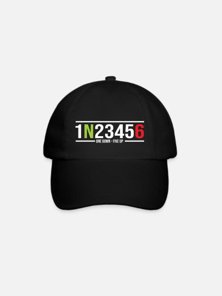Motorrad Gänge 1N23456 One Down-Five Up - Baseballkappe - Schwarz/Schwarz