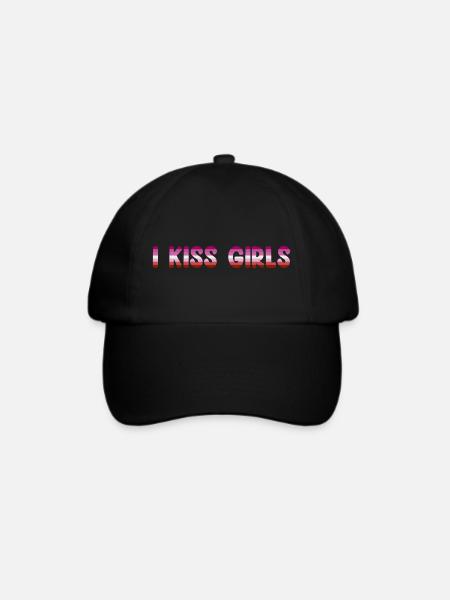 I Kiss Girls Lesbisch LGBTQIA+ CSD Lesbian Pride - Baseballkappe - Schwarz/Schwarz