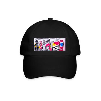 Retro Pop Art 80 Jahre Design - Baseballkappe - Schwarz/Schwarz - Vorne