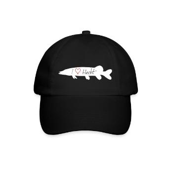 I Love Hecht weiß - Baseballkappe - Schwarz/Schwarz - Vorne