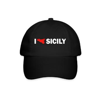 I love Sicily - Baseballkappe - Schwarz/Schwarz - Vorne