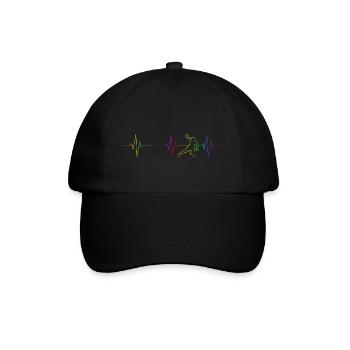 Handball Herzschlag EKG - Regenbogen Farben - Baseballkappe - Schwarz/Schwarz - Vorne
