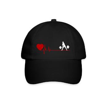 Weibliches Gewichtheben Weiß mit roter Herzfrequenz - Baseballkappe - Schwarz/Schwarz - Vorne