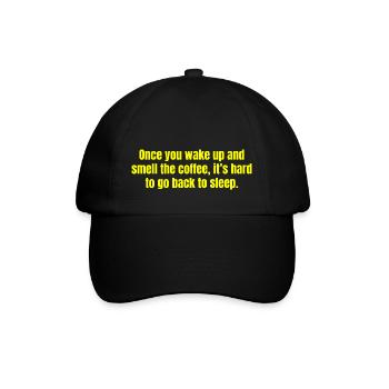 Smell The Coffee - Kaffee Lustige Zitate - Baseballkappe - Schwarz/Schwarz - Vorne