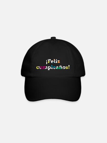 Herzlichen Glückwunsch zum Geburtstag mit bunten spanischen Texten - Baseballkappe - Schwarz/Schwarz