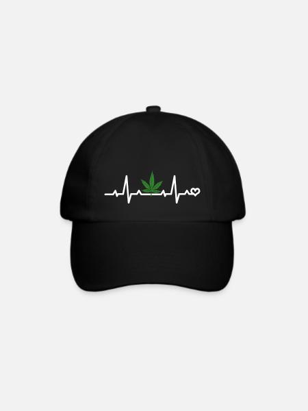 Cannabisblatt EKG - Baseballkappe - Schwarz/Schwarz