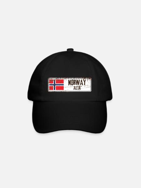 Alta Norwegen Flagge - Baseballkappe - Schwarz/Schwarz