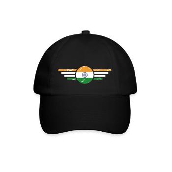 Ich liebe Indien, Stil Design T-Shirt - Baseballkappe - Schwarz/Schwarz - Vorne