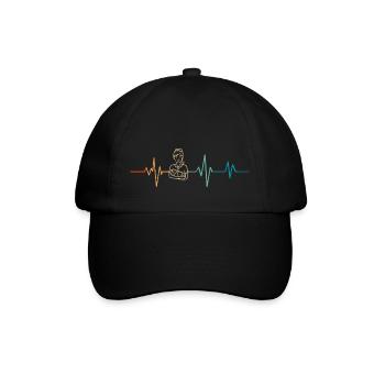 Retro Herzschlag Hebamme - Baseballkappe - Schwarz/Schwarz - Vorne