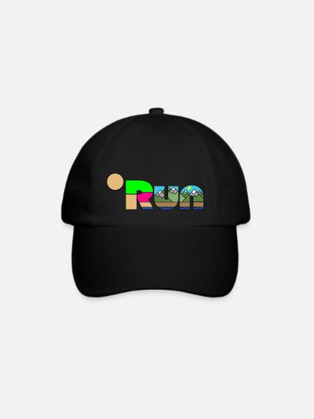 Laufen Natur Landschaft Unikat Läufer Wandern - Baseballkappe - Schwarz/Schwarz