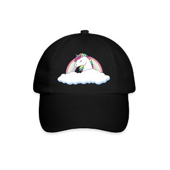 Einhorn über den Wolken - Baseballkappe - Schwarz/Schwarz - Vorne