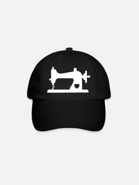 Nähmaschine mit Herz - Baseballkappe - Schwarz/Schwarz