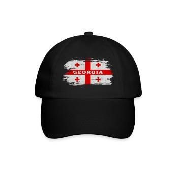 Georgien Vintage Flagge - Baseballkappe - Schwarz/Schwarz - Vorne