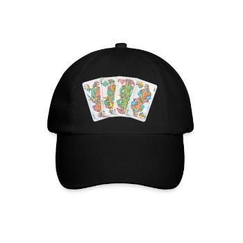 Schafkopf Schafkopfen bayerisches Blatt 4 Ober - Baseballkappe - Schwarz/Schwarz - Vorne