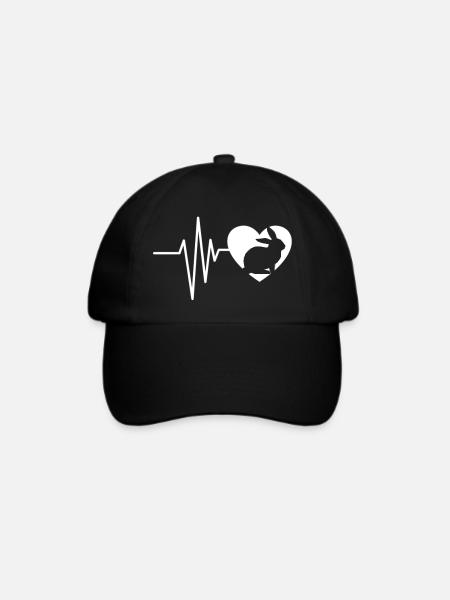 Kaninchen Lover Heartbeat - Baseballkappe - Schwarz/Schwarz
